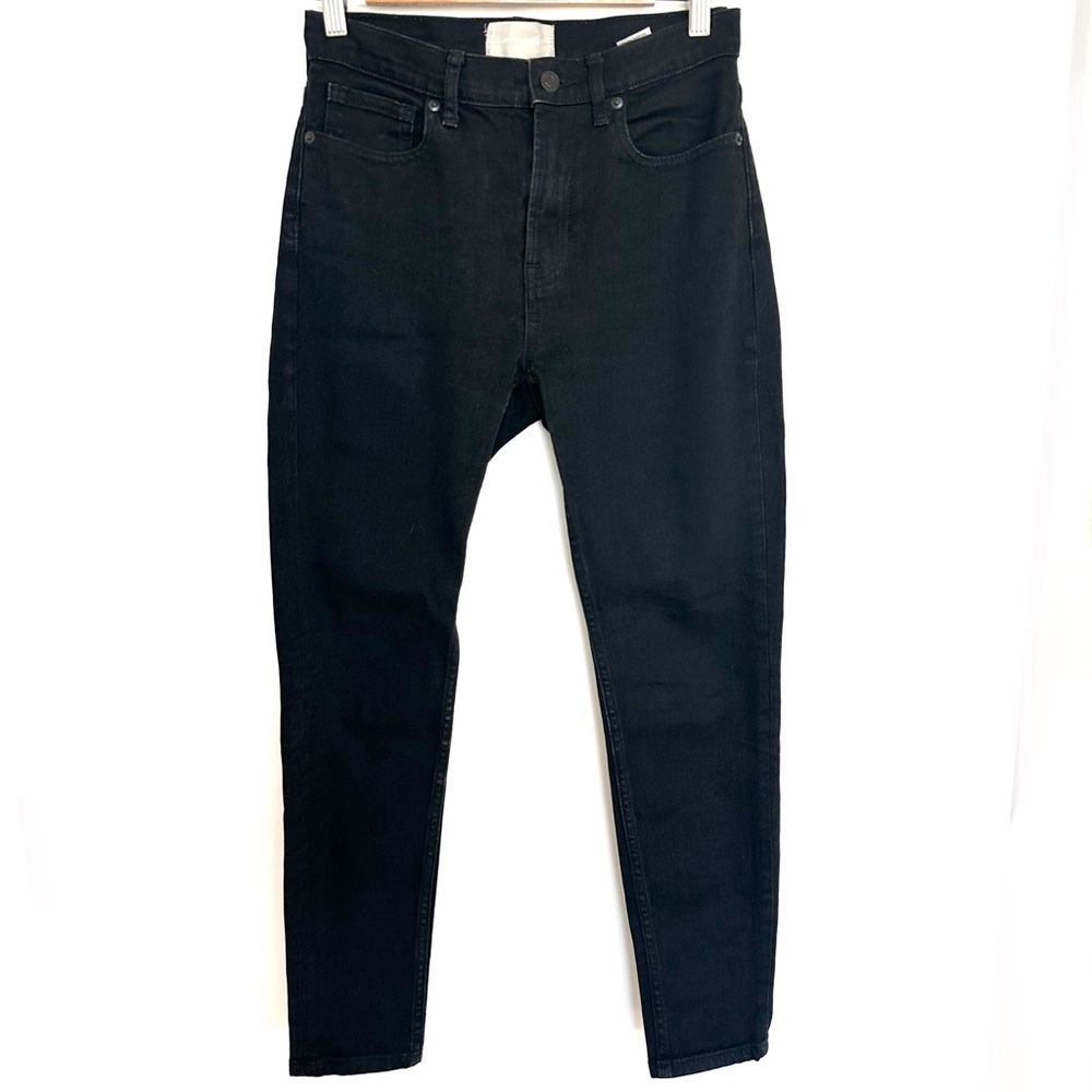 Everlane High Rise Deep Black Structured Denim Skinny Jeans. 27